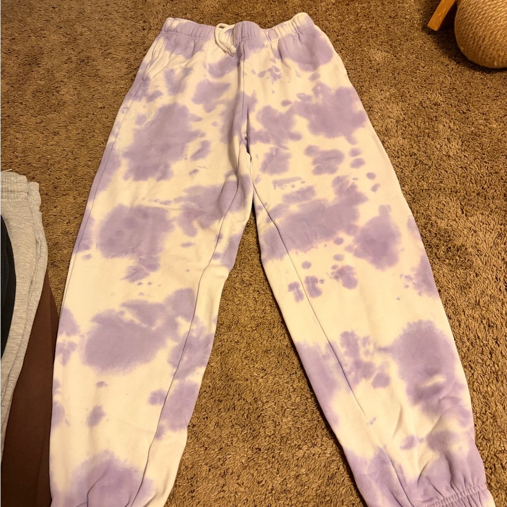 PacSun Purple and White Tie-Dye Joggers